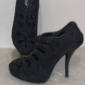 Black Suede Stiletto Tie Up Pump